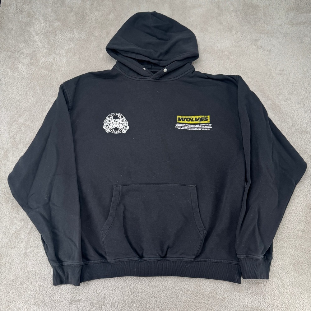Darc Sport Wolves Club Premium Vintage Hoodie Mens L Black Preowned Pullover